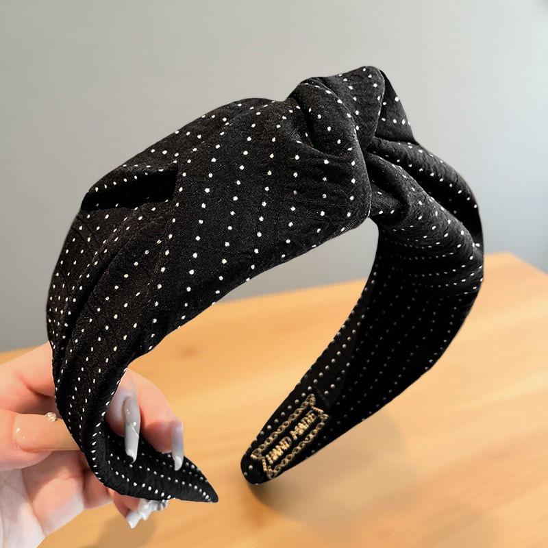 Vibrant Polka Dot Wide Headband with Knot for Women Designed for High Cranium Comfort