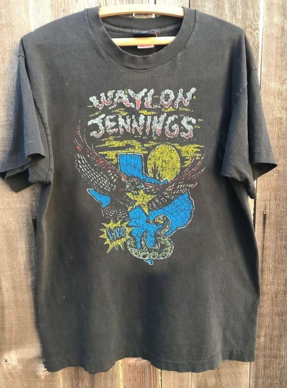 Waylon Jennings  Midnight Rider Basic Charcoal Unisex Shirt Vtg WA0254 XXXXL