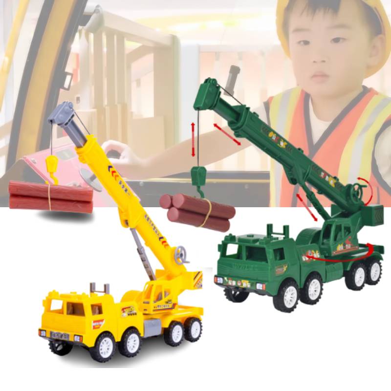 Toy Construction Crane Large Size Inertia Driven Plastic Vehicle Model Kids Gift