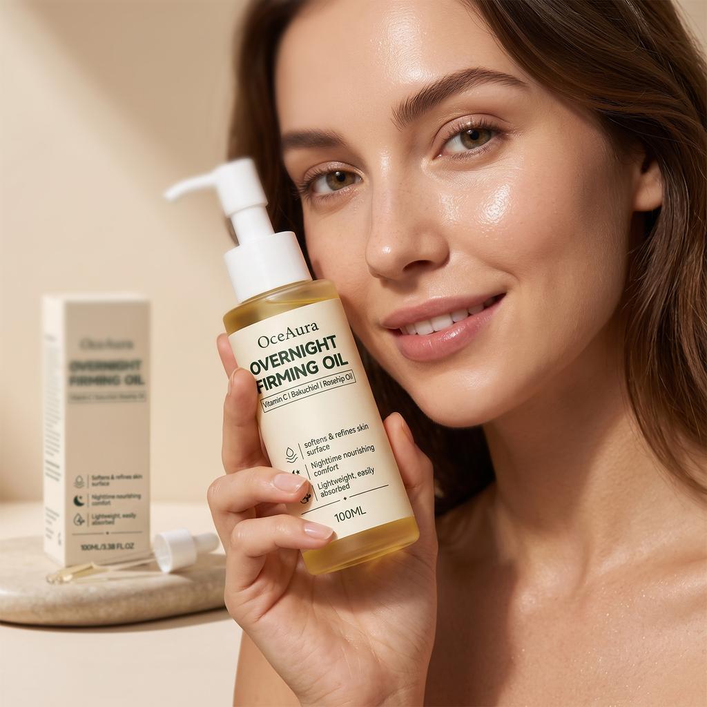 Overnight Nourishing Firming Face Oil Vitamin C Bakuchiol Rosehip Glow Restore Anti Aging Moisturize Repairing Facial Serum Oil