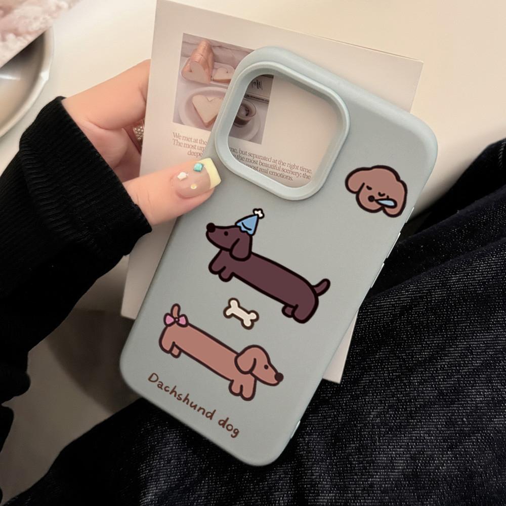Korean Sausage Puppy Soft Silicone Phone Case For iPhone 16 Pro Max 15 14 13 12 11 Pro 15 16 Plus Shockproof Bumper Cover