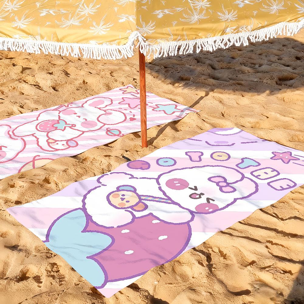 Cute Rabbit Cartoon Kawaii Towel Quick Drying Beach Towels Are Suitable For Swimming Pools Camping Yoga And The Gym