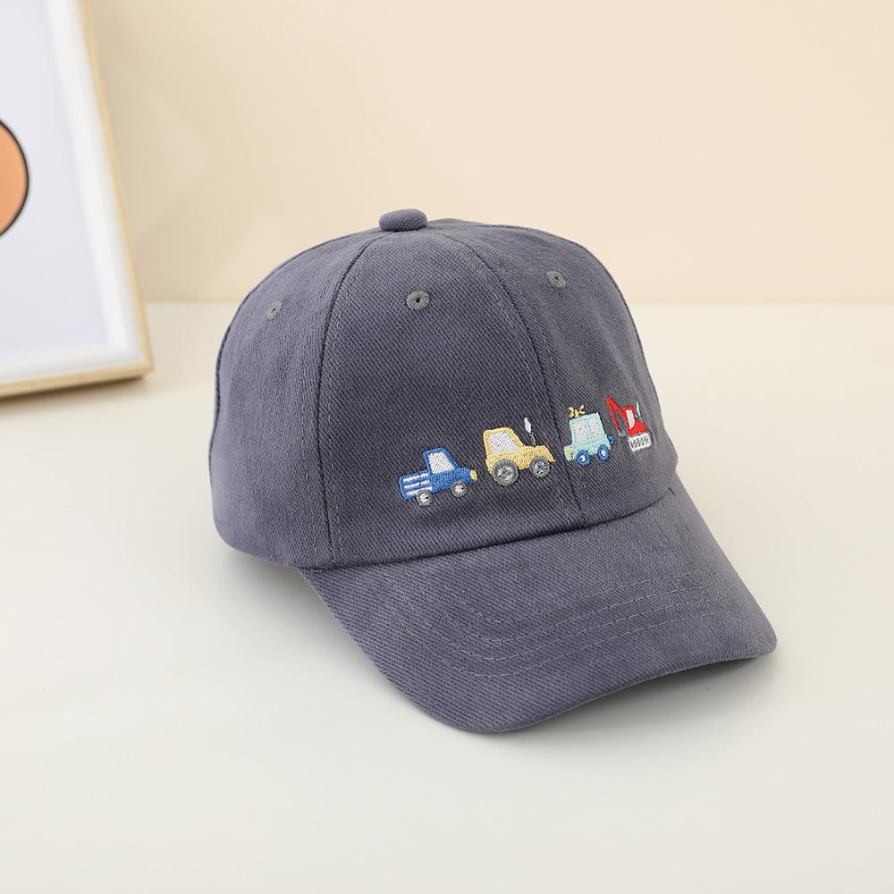 Baseball Boy School Caps Peaked Hats Bulldozer Excavator Embroidery Stitched Children Outdoor Summer Kids Caps For 2-8Years Baby Sports Hats Cotton