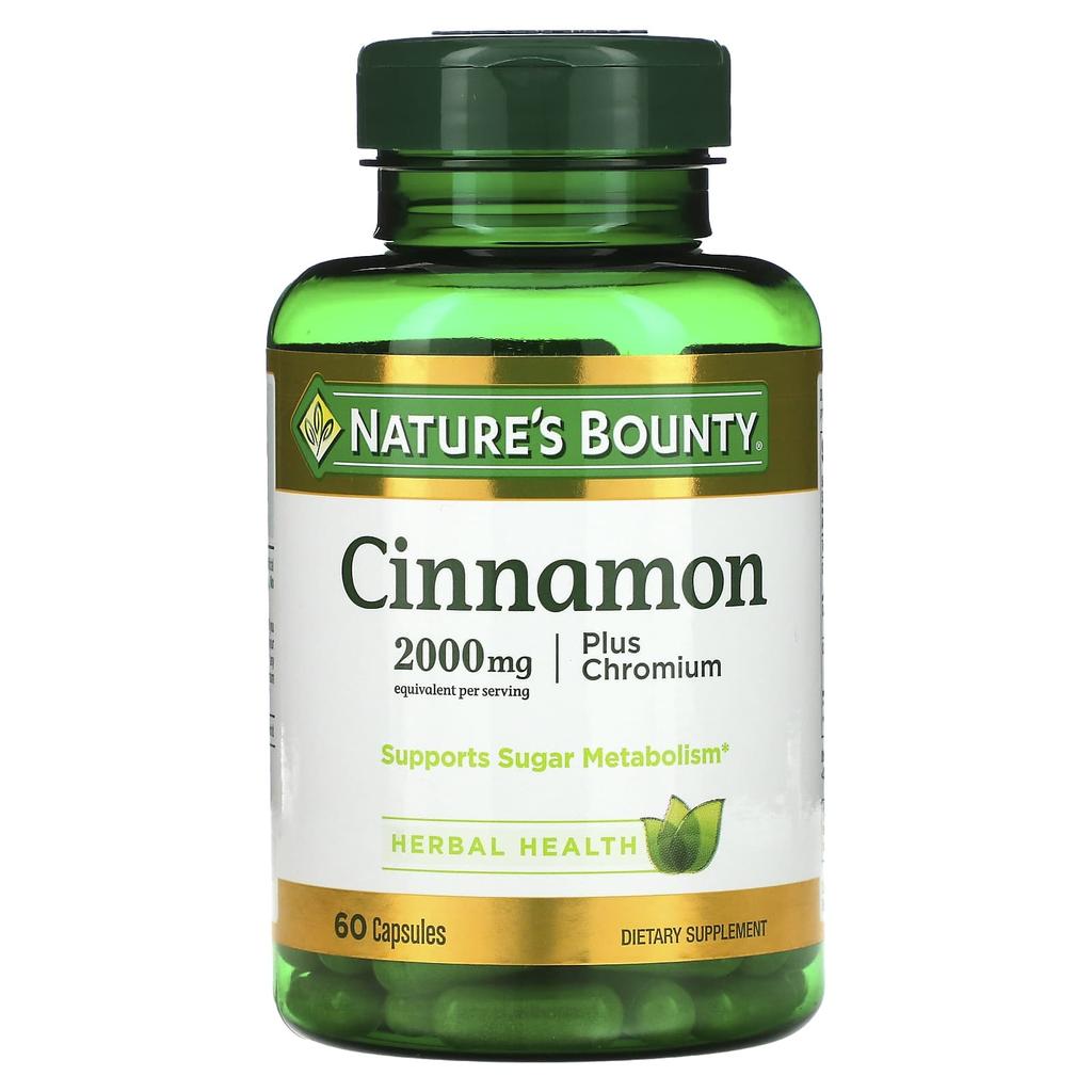 Nature's Bounty Cinnamon Plus Chromium, 60 Capsules (1,000Mg Per Capsule)