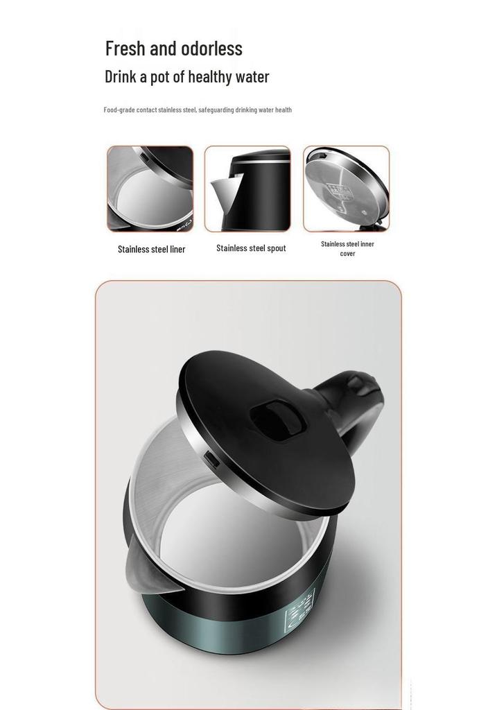 Smart 304 Stainless Steel Electric Kettle, Double-Layer, Anti-Scald, Rapid Boil, Durable Insulation, Constant Temperature Control.