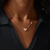 Pink heart-shaped zircon necklace, sweet and lovely girl, plated with real gold for color preservation