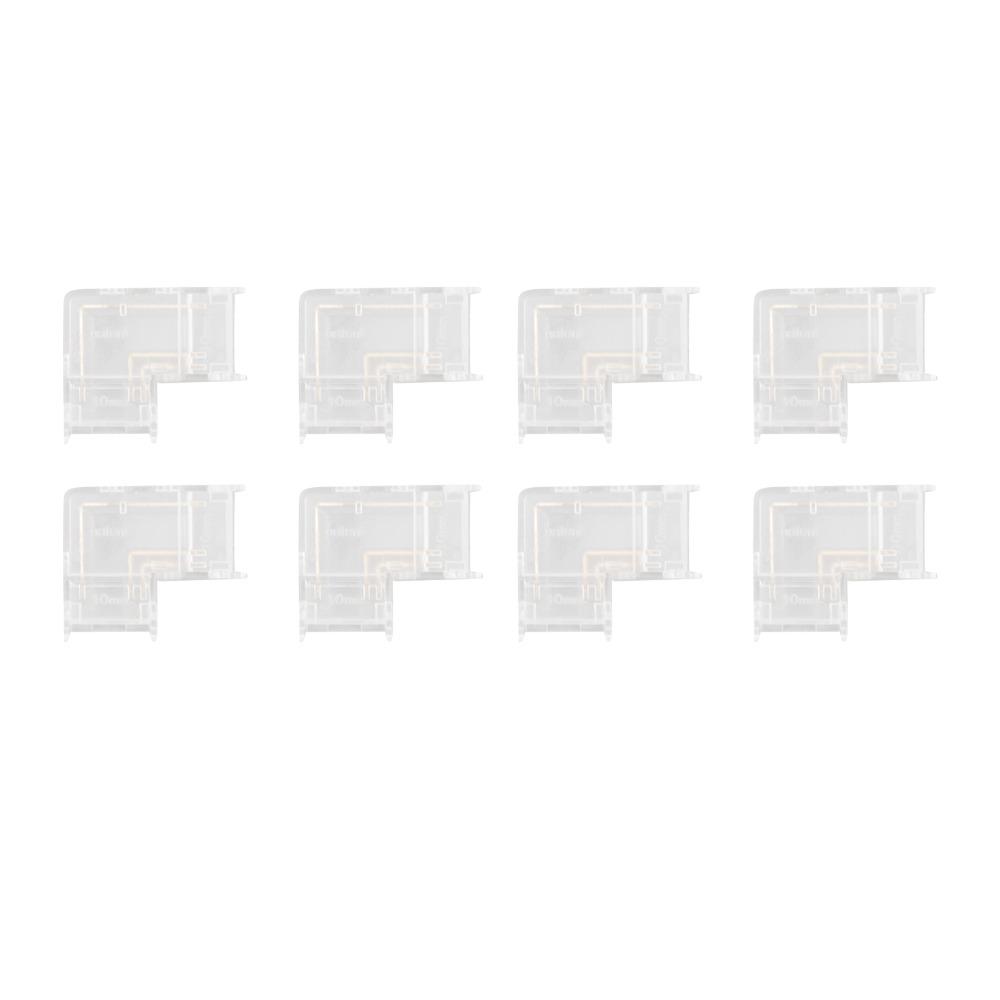 8pcs Transparent COB Connector Solderless L Shaped Connector  For Double Color LED Strips