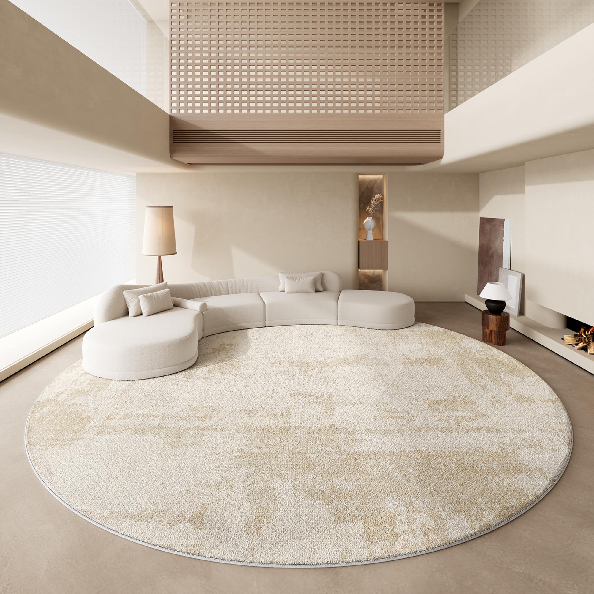 

Килими кремового стилю для спальні Пухнастий м який приліжковий килимок Легка розкіш Декорація вітальні Круглий килим Дім Товстий плюшевий килимок для підлоги 160*160cm
