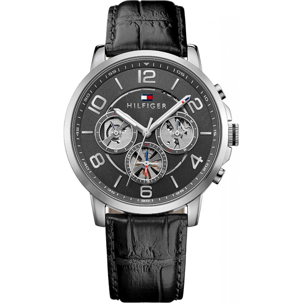 Tommy Hilfiger Keagan Black Dial Black Leather Strap Men s Quartz Watch 1791289 чёрный