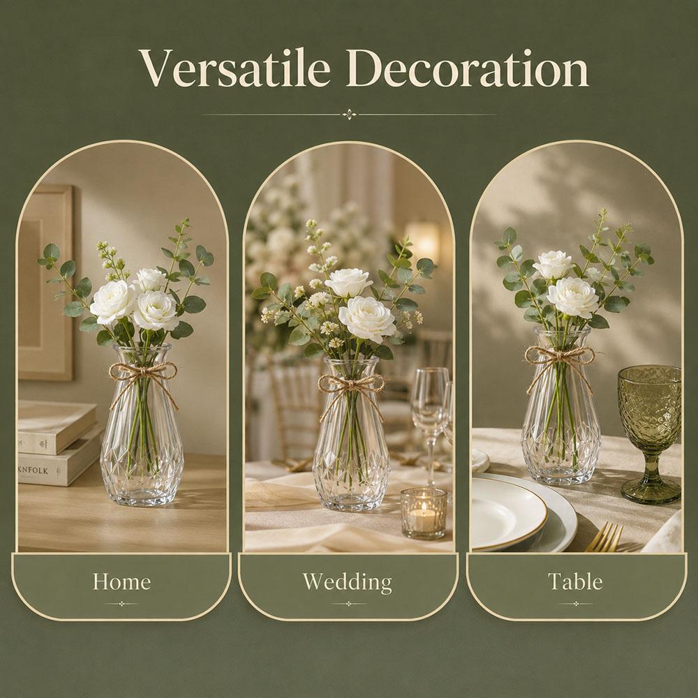Hochwertige Vase aus Kunststoff im Diamantstil, transparente Vase, geeignet für Tischdekoration, Hochzeit, Zuhause, Tischdekoration
