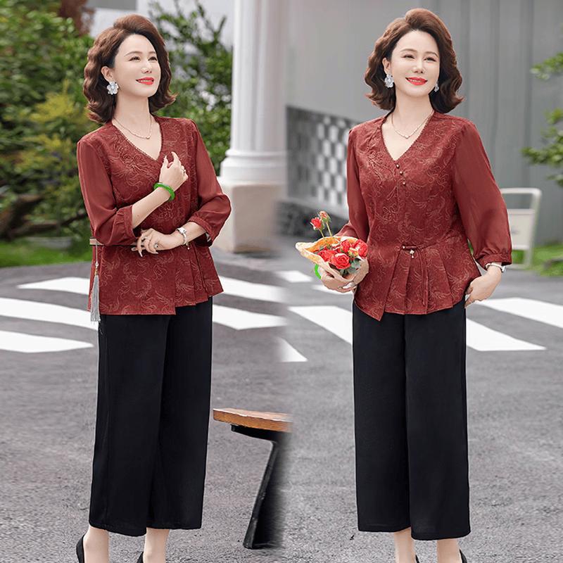 Tang Lady Women s New Chinese Style Seven-Sleeve Summer Blouse 4XL