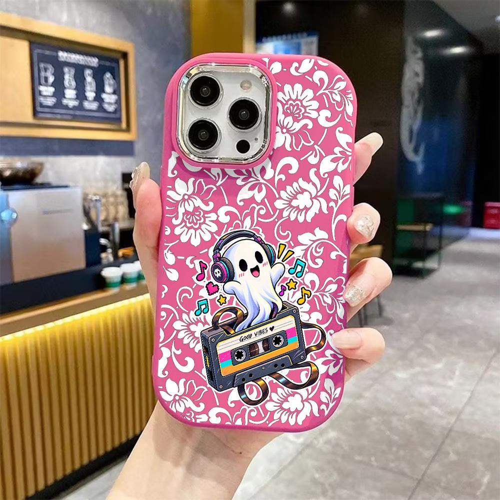 Phone Case: 2D Flat Design Suitable for iPhone 18 17 16 15 14 13 Pro Protective Case, Couple Style, Tape Ghost, Christmas and Halloween Gift