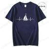 Unisex Unisex TShirt Sailing Heartbeat Print T Shirt Boating Graphic Harajuku Streewear Clothes Causal Female Y2K Tops Tee Clothing