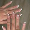 24 Pcs Nude Almond Press On Nails Simple Solid White Stick On False Nail Tips For Women Detachable Manicure