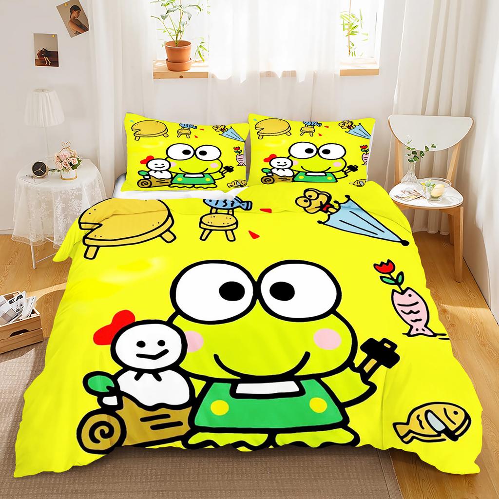 Keroppi Cartoon Quilt Cover Cute Big Eyed Frog Printed Soft Bedding Custom Made Home Baby Bedroom Comforter Children Gift
