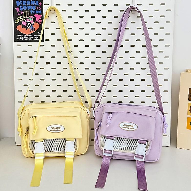 Cute college style girl messenger bag Japanese ins student large capacity versatile mailman bag transparent pain bag