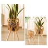 Handmade Braid Artificial Rattan Plastic Flower Pot with Stand Plant Storage Stand DIY Nursery Pots Home Decorations
