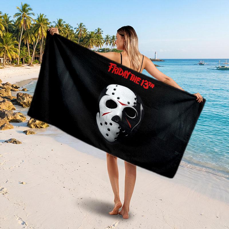 Large Beach TowelFriday the 13th Jason Voorhees Soft Absorbent Towel Beach Bath Home Use