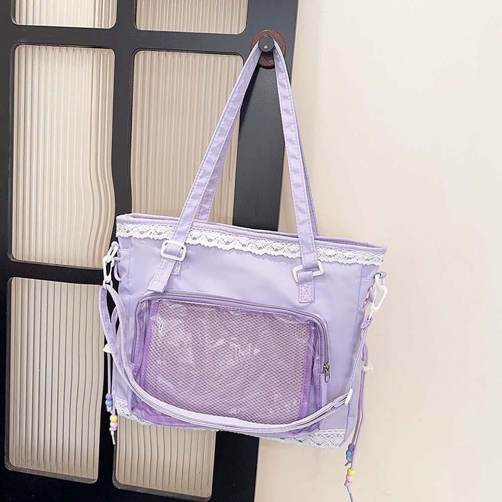 PVC Shoulder Ita Bag PU Leather Y2K Anime Display Bag Goth Transparent Handbag  School