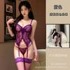 Large size new sex underwear steel tray hollow garter belt split purple nightdress sexy temptation small chest must enter