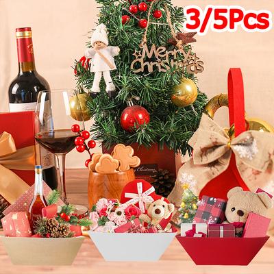 3/5PC Ornament Storage Birthday Gift Baskets Party Gift Basket Perfect for Accessories Solid Color Holiday Gifts 25x17x9cm