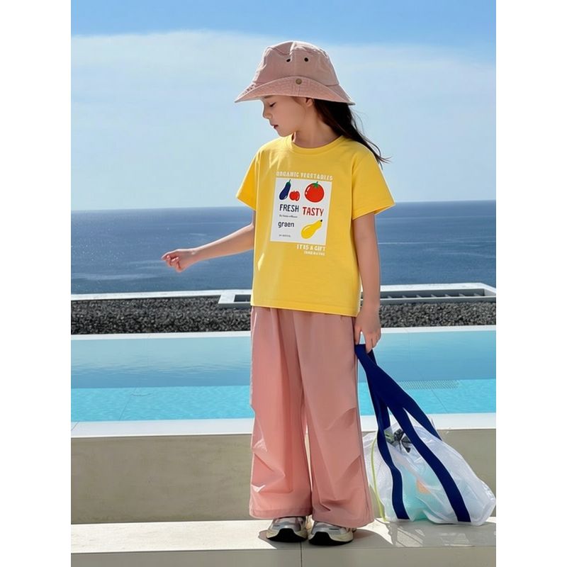 Children's Clothing Summer Kids Cartoon Fruit Pure Cotton Short-Sleeve T-Shirt Korean Style Small and Medium-Sized Children's Girls' Baby Clothes Ins