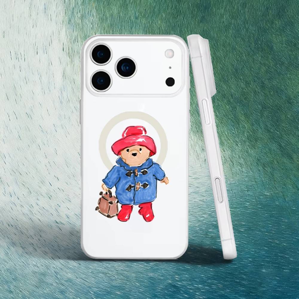 Cute P-Paddington Bear Phone Case For iPhone 17,16,15,14,13,12,X,XS,Pro,Max,Plus,E,Air,Mini with Magsafe Magnetic Slim Frosted