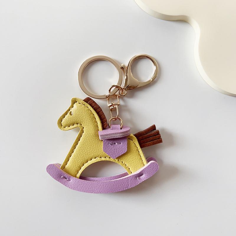 PU Leather Bag Charm Rocking Horse Pendant For Car Bag Hanging Ornament Keychain Decoration DIY Bag Accessories
