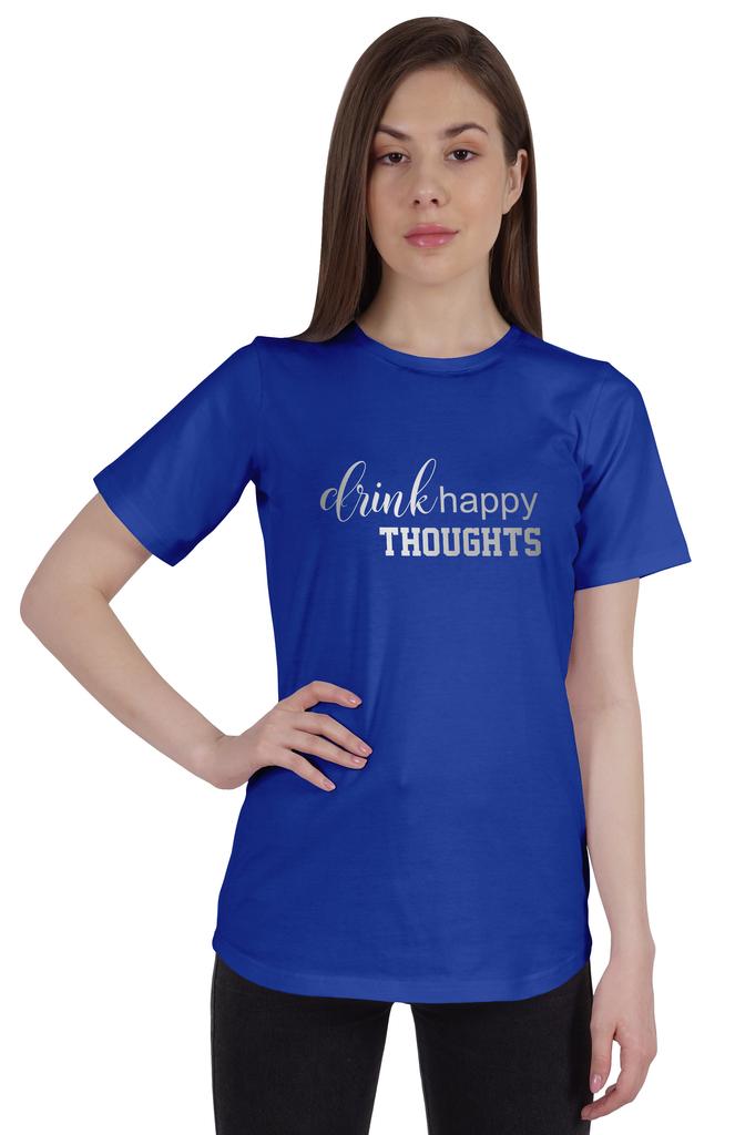 Inkmeso Damen Zitat Top   Trink fröhliche Gedanken   Grafikdruck T-Shirt
