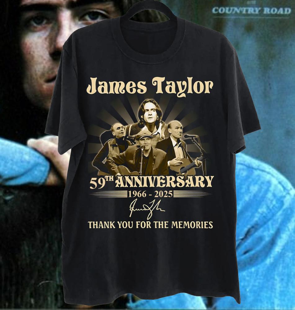 59 Years Anniversary James Taylor 2025 Tour Shirt Black  Unisex S-5XL 1H0283 Unisex T-Shirt S