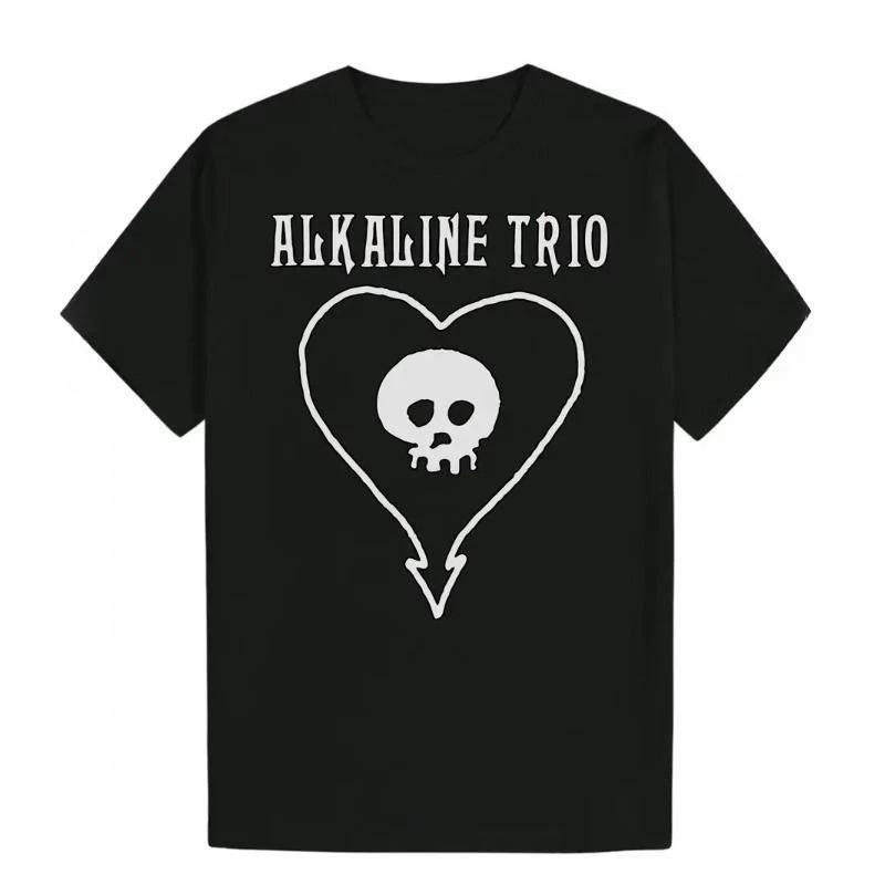 Unisex T-Shirt Casual Crew Neck T-Shirt with ALkaline Trio Heart Skull Graphic Print Tee M