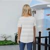 Women's Casual  Printed V-Neck Short Sleeve Decorative Button T-Shirt Top