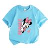 Kids Boys Girls 100% Cotton Crew Neck Short Sleeve T-Shirt, Cute Cartoon Mouse Print Casual Soft Tees with Sweet Pink Heart Pattern for Summer Daily W