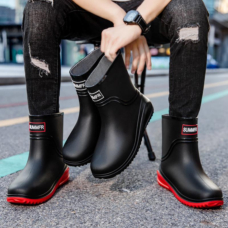High-end rain shoes men's new waterproof shoes low tube non-slip takeaway riders special rain boots rubber shoes summer velvet
