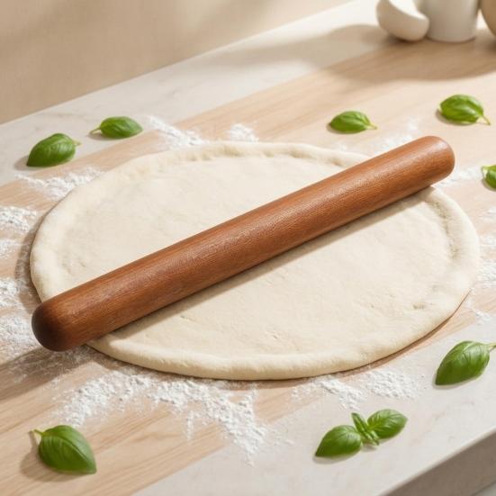 Holz-Nudelholz Natürliches Massivholz Mehrzweck-Teigroller Antihaft-Küchenwerkzeug für Fondant Kuchenboden Kekse Brot Pizza Knödel