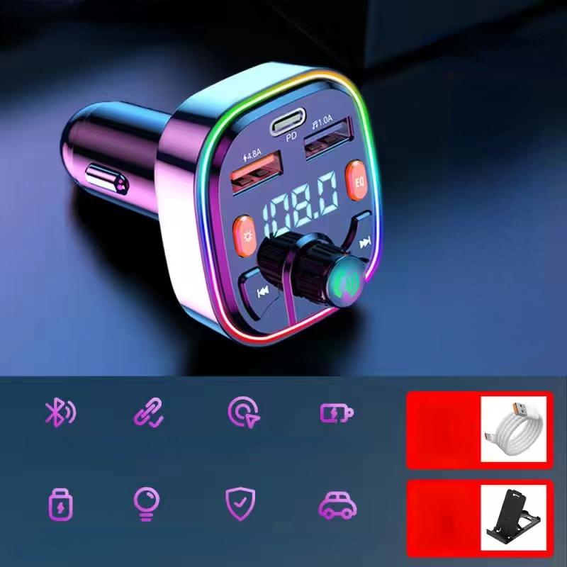 

Автомобильный FM-передатчик Bluetooth 5,0, беспроводной громкой связи, аудиоприемник, MP3-плеер Type-c, быстрое зарядное устройство с двумя USB-портами, автомобильные аксессуары 38.6mm×46.4mm×73mm
