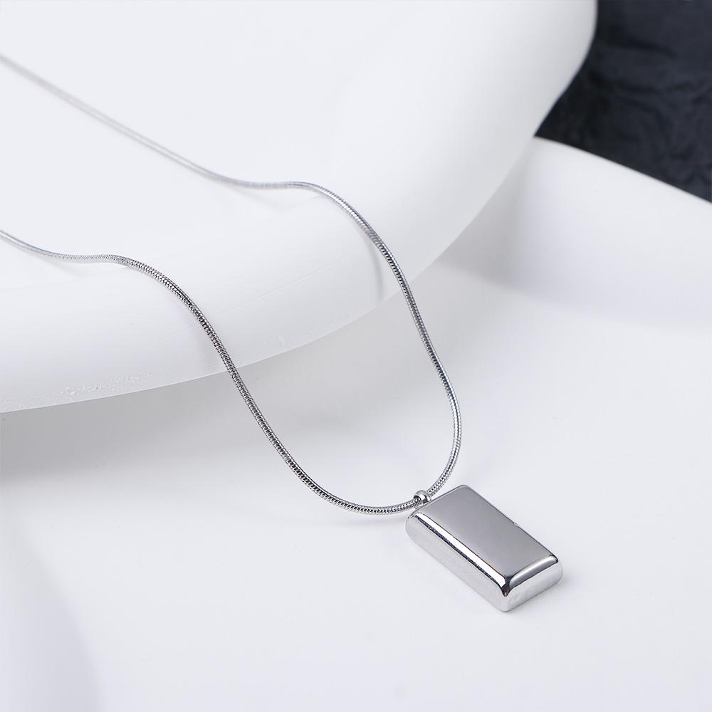 Women Silver Color Bricks Men Necklace Clavicle Chain Geometric Necklace Korean Style Necklace