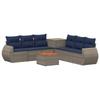Sofa Set 8 Pcs Gray and Navy Blue Poly Rattan and Steel