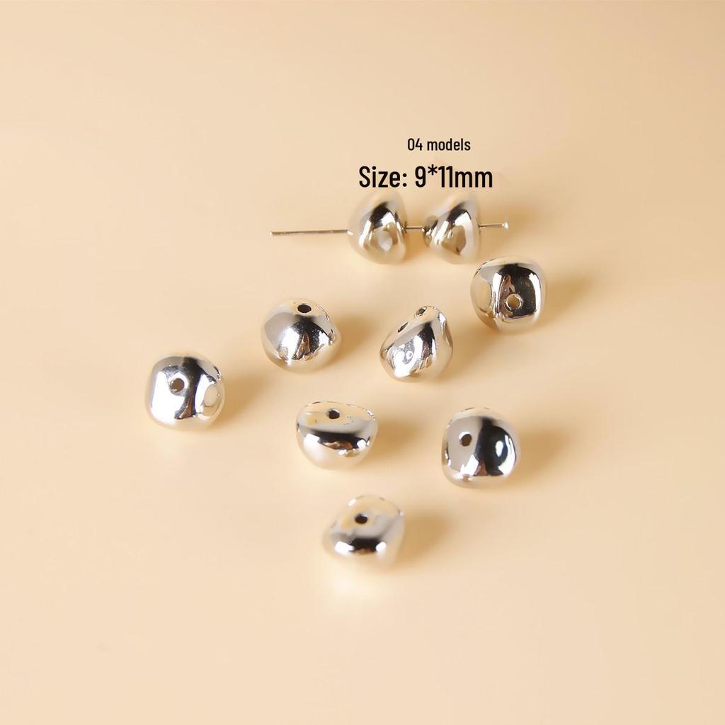 10 Irregular White Acrylic Silver Spacer Beads for DIY Jewelry and Earrings