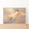 Vintage Angel Artwork | Pink Wall Art | Angelcore Aesthetic | Preppy Light Academia Print Frameless Canvas Art Posters