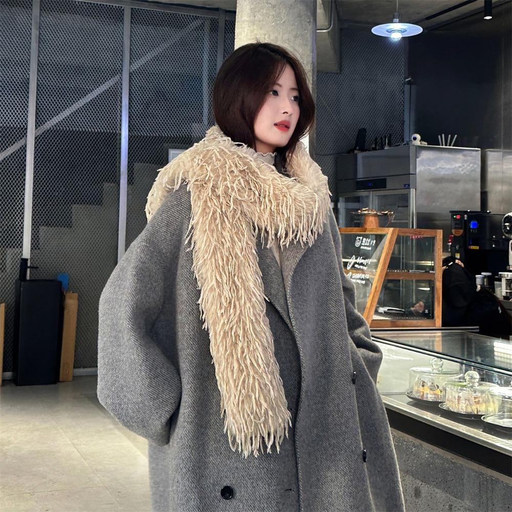 Imitation Ostrich Tassel Versatile Spice Girl Plush Long Hair Scarf Encryption Premium Sense Thickened Warm Scarf Shawl