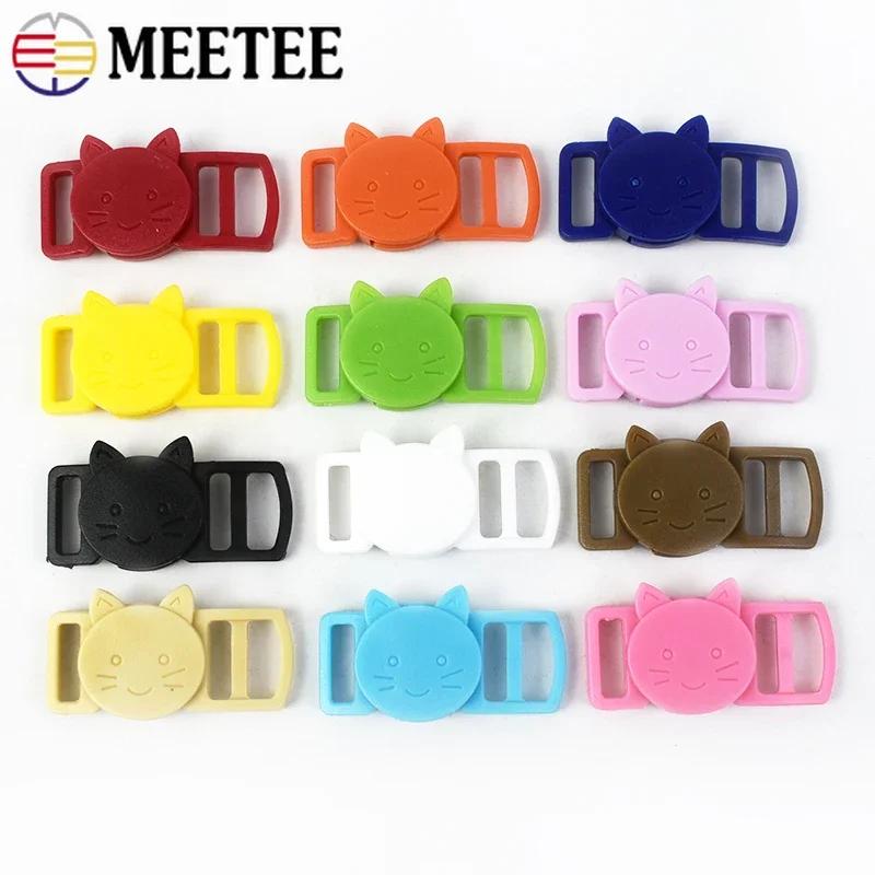 50/100/200Pcs Meetee 10mm Plastic Quick Side Release Buckle Adjustable Safety Clasp Cat Dog Collar Webbing Strap Hook Accessory