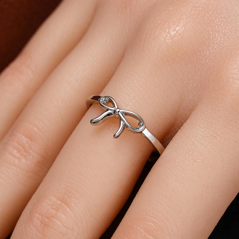 Luxury Fashionable Minimalist Bow Finger Color Ring For Women Trendy Design Party Fashion Girlfriend Gifts