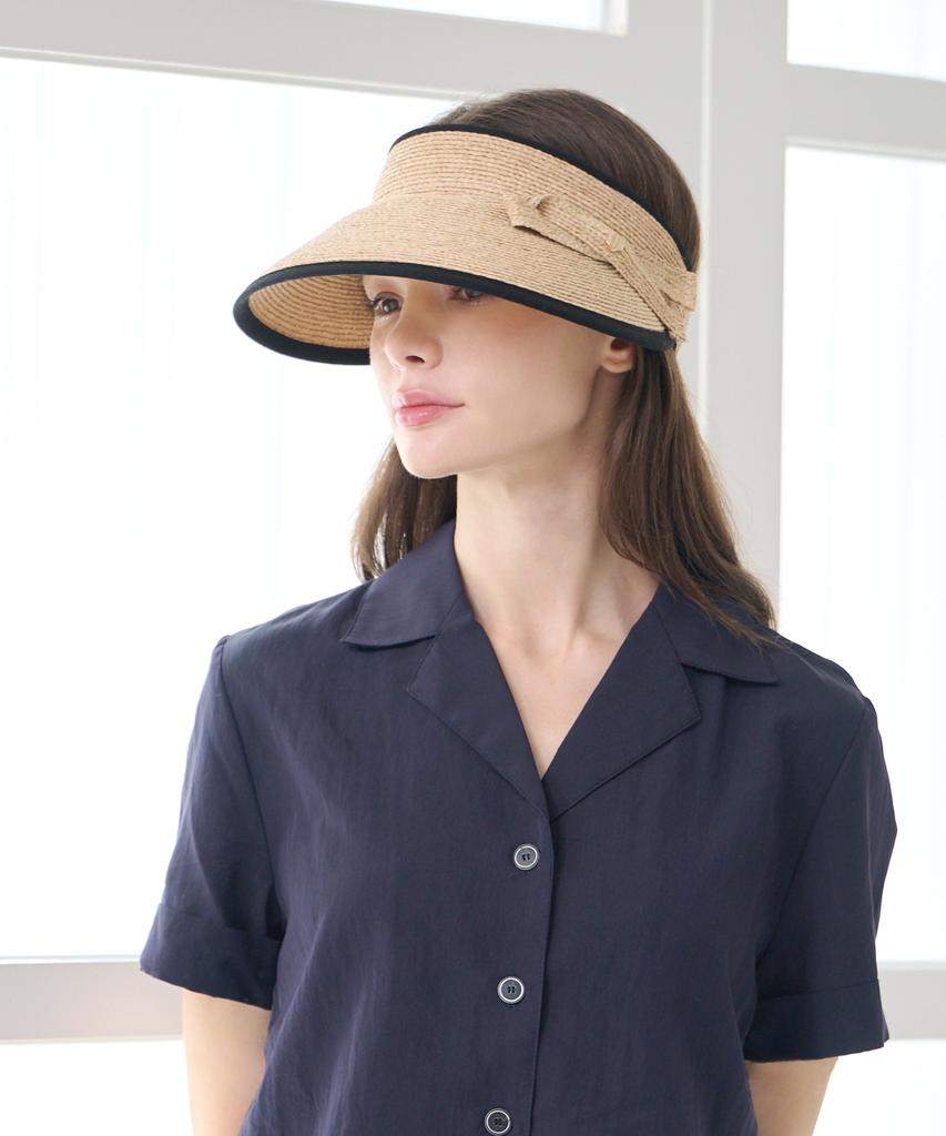 Koipeu Ribbon Raffia Sun Visor Cf081Ht073
