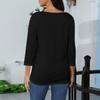 Women's Fashion Loose Casual Seven 3/4 Sleeve Printed Round Neck Pullover Top