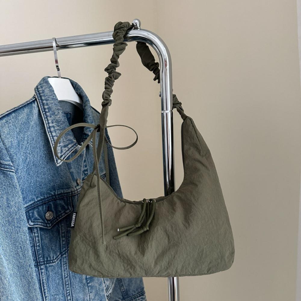 

Versatile Drawstring Bag Lightweight Women s Shoulder Bag Fashion Pleated Dumpling Bag Ladies зелений