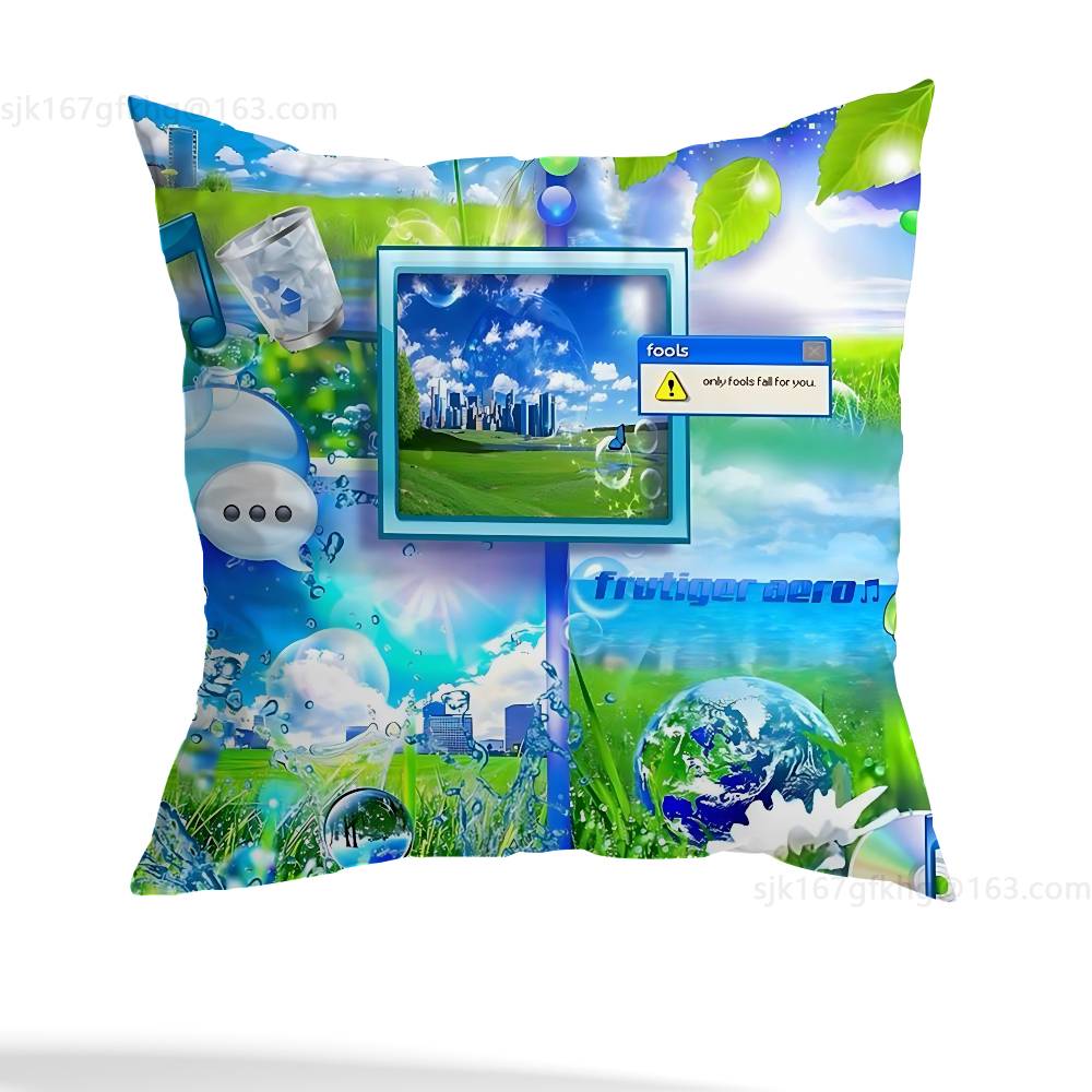 Frutiger Aero Art Pillow Case Pillow Case Living Room Sofa Cushion Cover Suitable For Home Bedroom Room Decoration