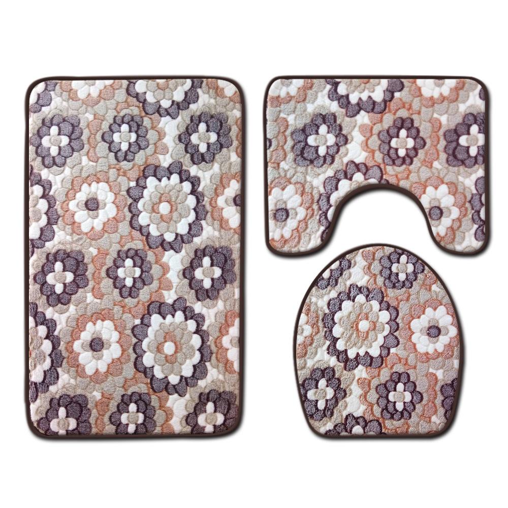 Toilet Floor Mat Three-Piece Door Mat Absorbent Carpet Bathroom Bathroom Non-Slip Foot Mat