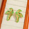 18K Gold Leaf Design Earrings for Women - Stylish Stainless Steel Fashion Accessories