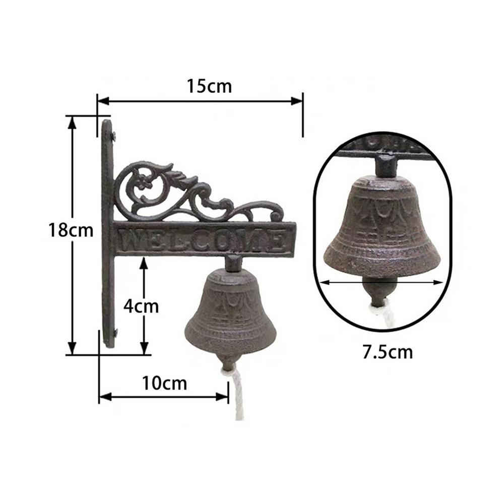 Outdoor Dinner Bells Cast Iron Bracket Mounts Bell Indoor Outdoor Wall Hanging Bell Antique Doorbell Decor